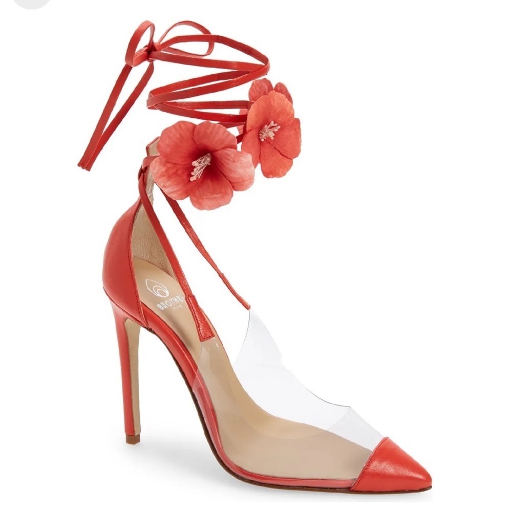 Brother Vellies de Fleur Ankle Tie Pointed Toe Pump